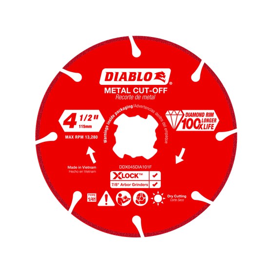 4-1/2" X-LOCK Diamond Metal Cut-Off Disc