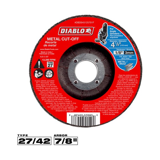 4-1/2" Type 27 Metal Cut-Off Disc