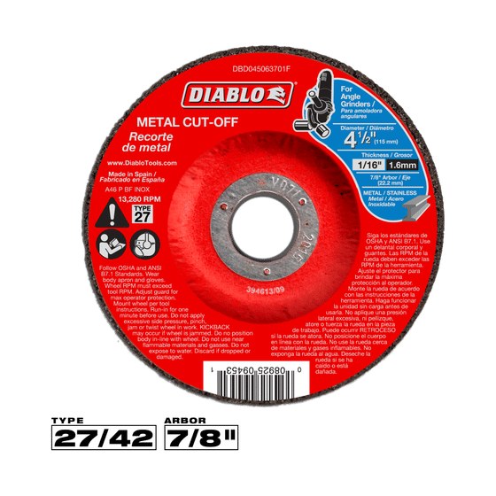 4-1/2" Type 27 Metal Cut-Off Disc