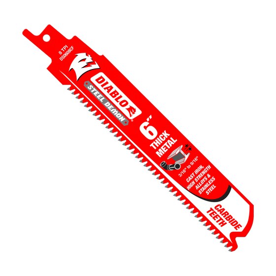 6" 8TPI Steel Demon™ Carbide Teeth Reciprocating Saw Blade for Thick Metal