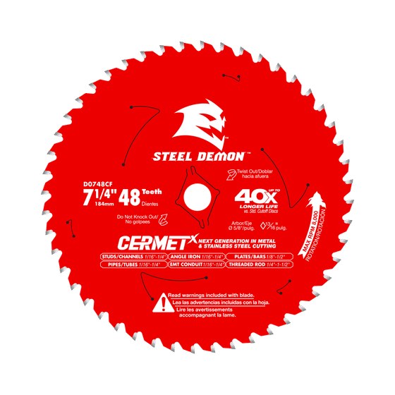 7-1/4" 48-Teeth Steel Demon™ CermetX™ Saw Blade for Metals and Stainless Steels