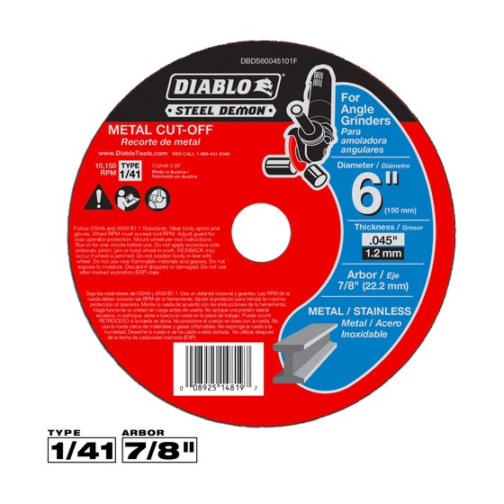 6" Type 1 Steel Demon™ Metal Cut-Off Disc