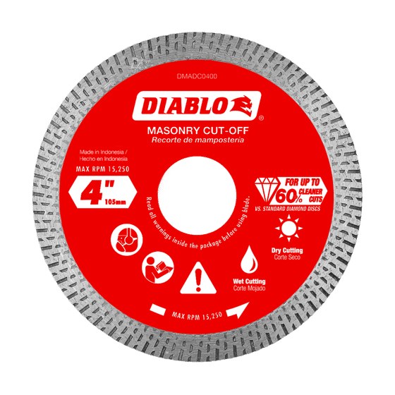 4" Diamond Continuous Rim Masonry Cut-Off Disc