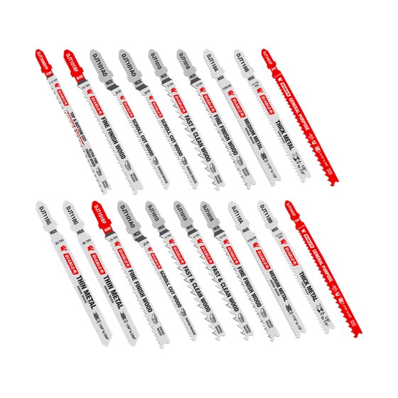 Jig Saw Blade Set for Wood, Metal and Plastics (20-pc)