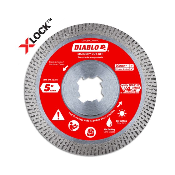5" X-LOCK Diamond Continuous Rim Masonry Cut-Off Disc