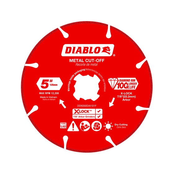 5" X-LOCK Diamond Rimmed Metal Cut-Off Disc