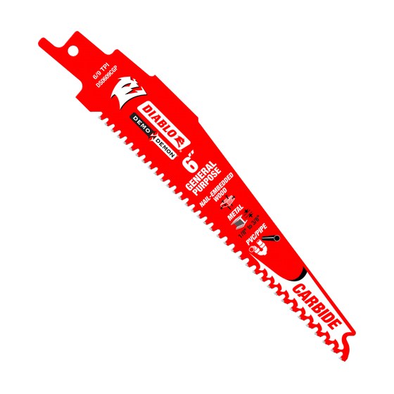6" 6/9 TPI Demo Demon™ Carbide Teeth Reciprocating Saw Blades for General Purpose Cuts (3-pk)