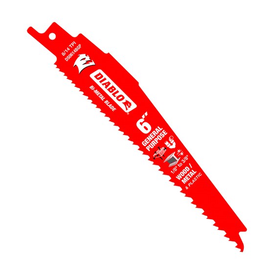 6" 8/14TPI Bi-Metal Reciprocating Saw Blade for General Purpose Cuts