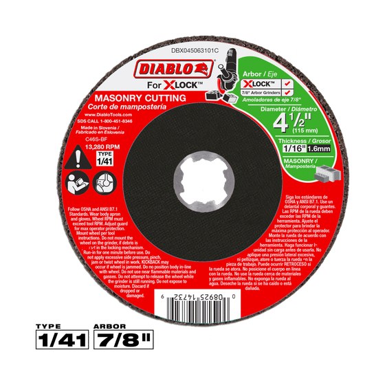 4-1/2" Type 1 X-LOCK Masonry Cut-Off Disc