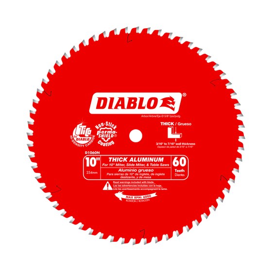 10" x 60-Teeth Saw Blade for Thick Aluminum
