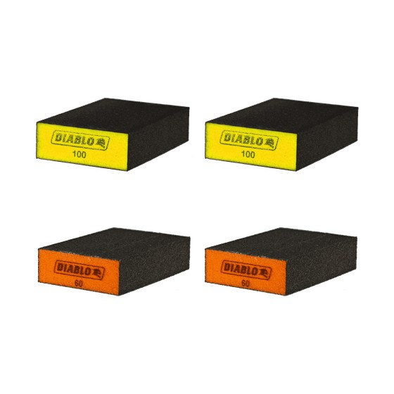 5" x 3" x 1" Assorted Large Flat Edge Sanding Sponges (4-pc)