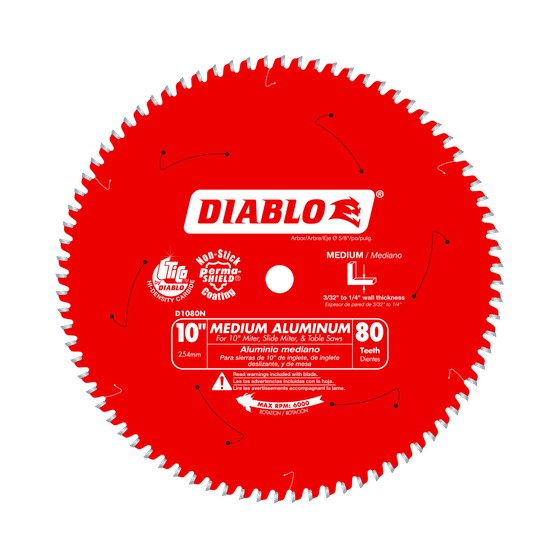 10" x 80-Teeth Saw Blade for Medium Aluminum