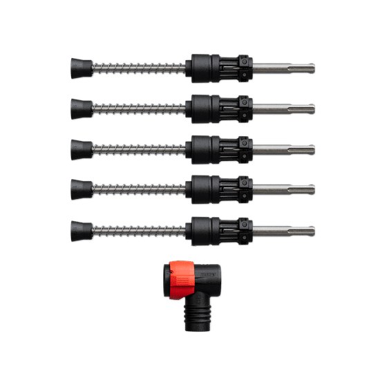 1/4" x 4" x 9" AMPED™ Rebar Demon™ SDS-Plus 4-Cutter Full Carbide Head Dust Extraction Hammer Drill Bit (5-pk)