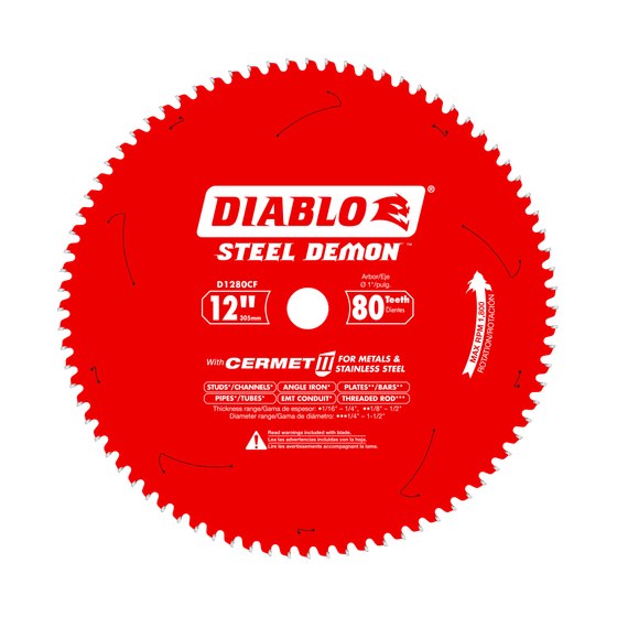 12" x 80-Teeth Steel Demon™ Cermet II Saw Blade for Thin Metal