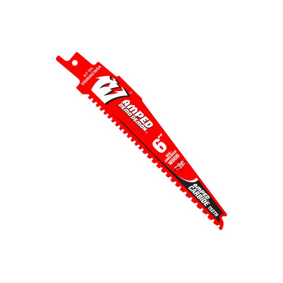 6" 5/7 TPI AMPED™ Demo Demon™ Carbide Teeth Reciprocating Saw Blade for Nail-Embedded Wood