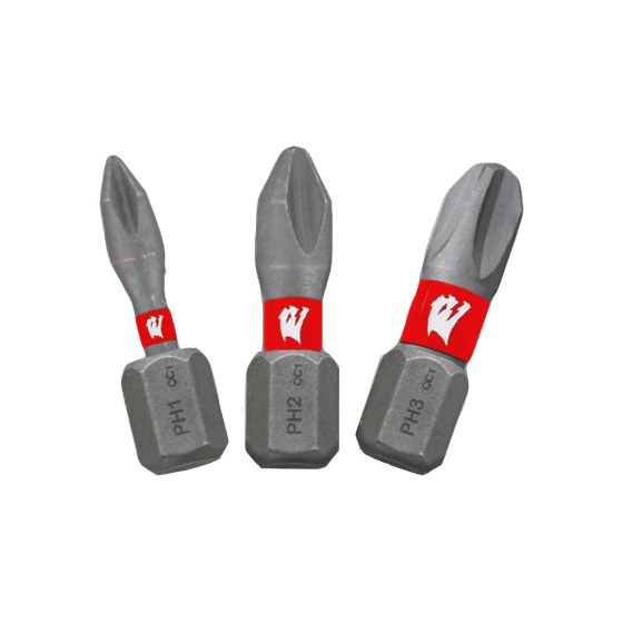 1" Assorted Phillips Drive Bits (3-pc)