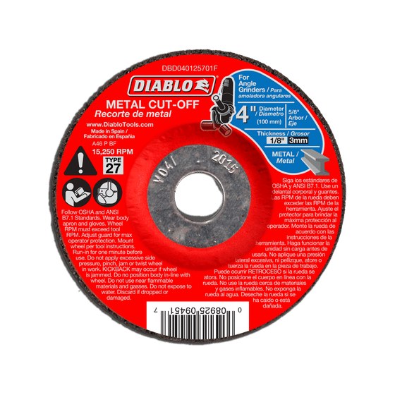 4" Type 27 Metal Cut-Off Disc