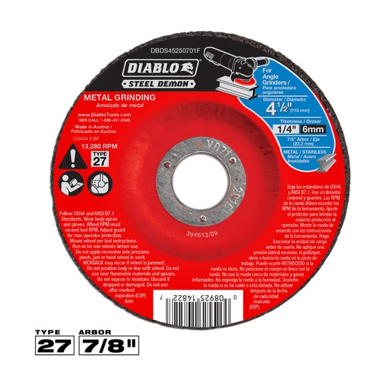4-1/2" Type 27 Steel Demon™ Metal Grinding Disc