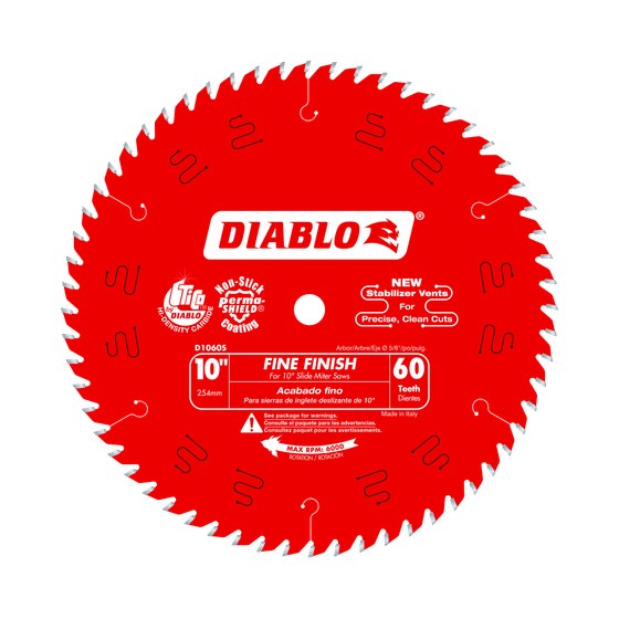 10" x 60-Teeth Fine Finish Saw Blade for Wood