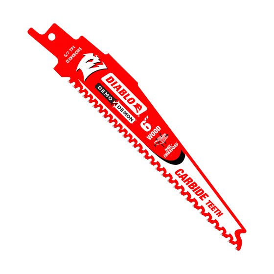 6" 5/7 TPI Demo Demon™ Carbide Teeth Reciprocating Saw Blades for Nail-Embedded Wood (3-pk)