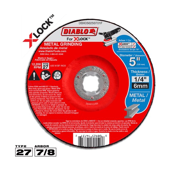 5" Type 27 X-LOCK Metal Grinding Disc