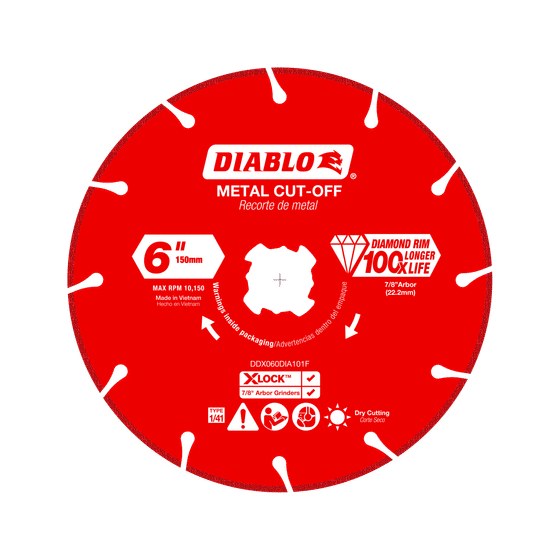 6" X-LOCK Diamond Rimmed Metal Cut-Off Disc