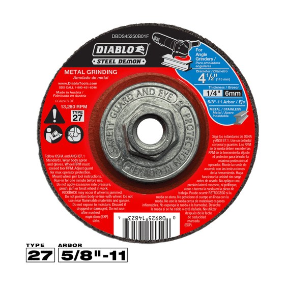 4-1/2" Type 27 Steel Demon™ Metal Grinding Disc